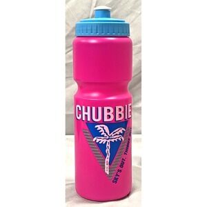 Chubbies 22oz Water Bottle Pink Blue Retro Palm Tree Sports